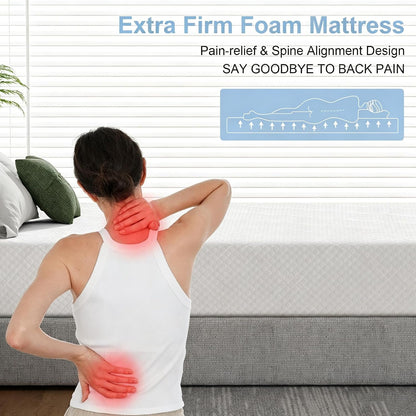 Extra Firm Mattress, 8 Inch King Size Premier Cooling Green Tea Gel Memory Foam Mattress in Box, High-Density Mattress for Back Pain, Removable Fiberglass Free Cover, Certipur-Us, 80'' X 76''2