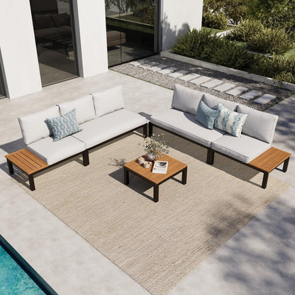 6-Seat Metal Patio Sofa Sectional Set with Gray Cushions1