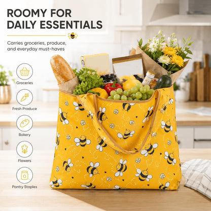 Reusable Grocery Tote Bag for Women,Large Foldable Waterproof Shoulder Bag,Lightweight Durable Shopping for Daily Groceries2