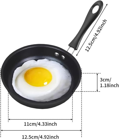 4.7Inch Mini Non-Tick Egg Pan, One Egg Frying Pan, Gas/Induction Small Pan with Handle Compatible for Omelet, Pancake & Camping, RV Use(Color:Black)2