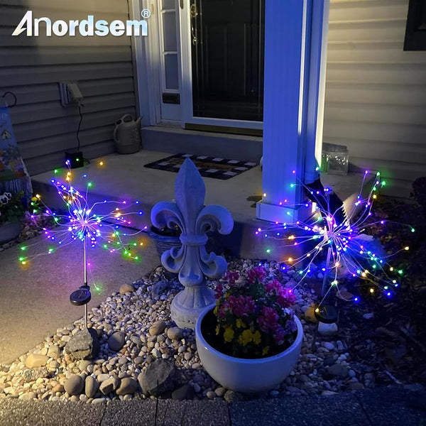 Solar Firework Lights Outdoor Garden Fairy Lights 2 Pack Colorful8