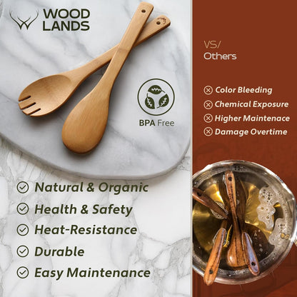 Wooden Spoons for Cooking Set of 6 – Premium Wooden Utensil Set for Everyday Use – Versatile Cooking Utensils Set Safe for Nonstick Pans – Durable Wooden Spoon Kitchen Utensils Set7