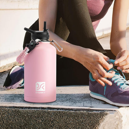 Insulated Water Bottle W/Straw Lid & Portable Carrier Bag, 64Oz8