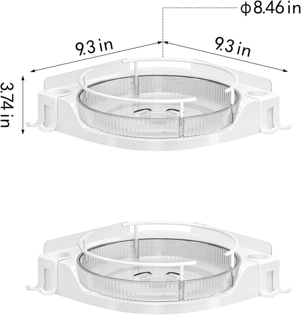360°Rotating Corner Shower Caddy, No-Drill Adhesive Shelf with Hook7