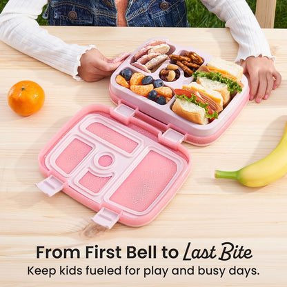 Bentgo Kids Bento-Style 5-Compartment Leak-Proof Lunch Box - Just-Right Portions Ages 3-7, Durable, Drop-Proof, Dishwasher Safe, PFAS & Bpa-Free & Made with Food-Safe Materials (Petal Pink Glitter)6