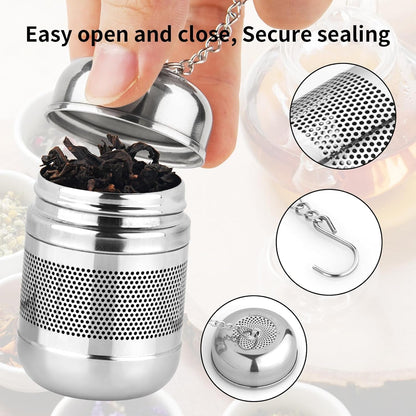 2PCS Fine Mesh Stainless Steel Tea Infusers with Chain Hook & Lid | for Loose Leaf Tea Steeping, Reusable, Rust Resistant, Fits Most Mugs & Cups, Easy to Clean4