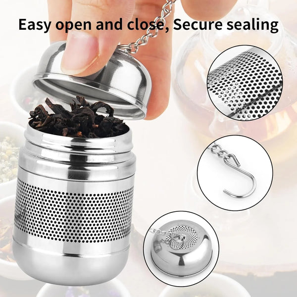2PCS Fine Mesh Stainless Steel Tea Infusers with Chain Hook & Lid | for Loose Leaf Tea Steeping, Reusable, Rust Resistant, Fits Most Mugs & Cups, Easy to Clean4