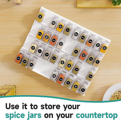 White Spice Drawer Organizer, 4 Tier - 8 Pack Seasoning Organizer for Drawer, Expandable from 13" to 26" Kitchen Drawer Spice Rack (Jars Not Included)4
