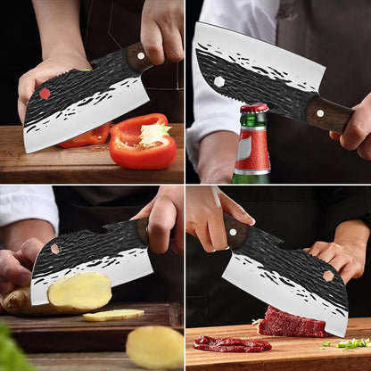 Meat Cleaver Knife, 5.2 Inch Forged Meat Cleaver Knives Stainless Steel Vegetables Slice Kitchen Chef Knife Fishing Camping Fruit Portable Utility Knives6