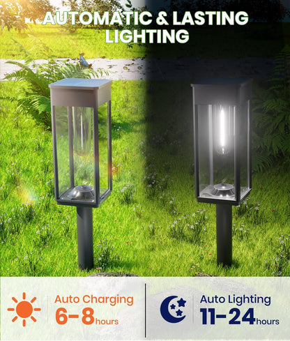 Solar Powered Pathway Lights, 4 Pack, 3 Heights, Cool White, IP654
