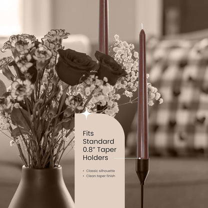 Brown Taper Candles for Fall & Thanksgiving, 4 Pack, Unscented4