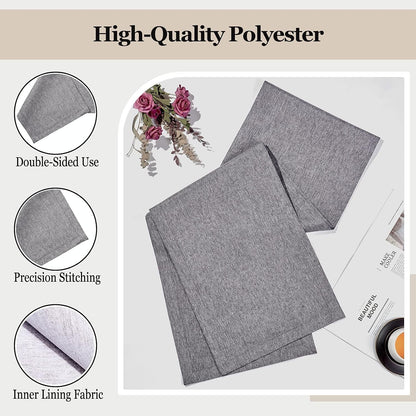 Linen Farmhouse Table Runner Large Burlap Style Soft and Waterproof Decorative Fabric Runner for Outdoor Wedding and Dinner (14 X 48 Inch, Dark Grey)3