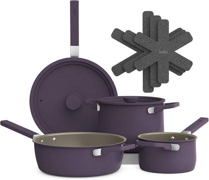 Fits-Anywhere™ 9-Piece Ceramic Nonstick Non-Toxic Cookware Set, Plum1