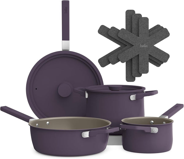 Fits-Anywhere™ 9-Piece Ceramic Nonstick Non-Toxic Cookware Set, Plum1