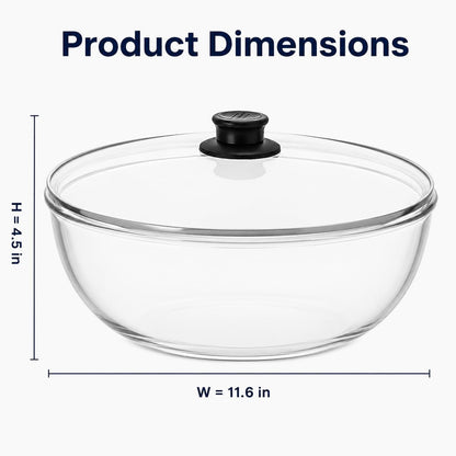 6 QT Large Glass Mixing Bowl with Lid, High Borosilicate Thickened Dough Bowl for Sourdough Bread Making, Baking, Salad Prep, Microwave Oven Safe7