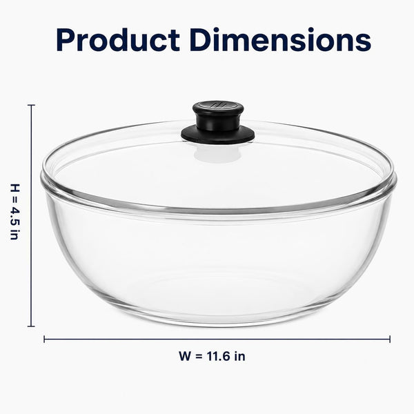 6 QT Large Glass Mixing Bowl with Lid, High Borosilicate Thickened Dough Bowl for Sourdough Bread Making, Baking, Salad Prep, Microwave Oven Safe7