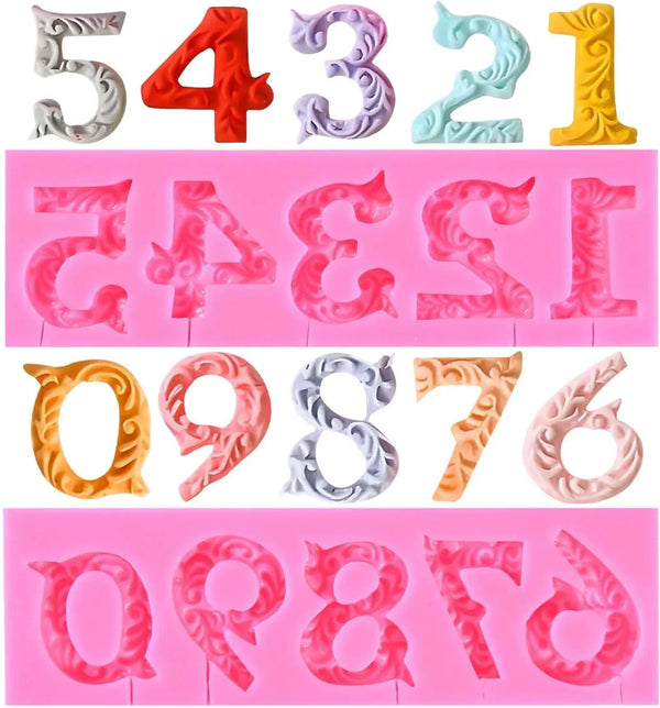 Silicone Number 0-9 3D Embossed Fondant Chocolate Mold with Stick Hole for Birthday Cake Decorating DIY Baking1