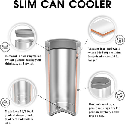 Skinny Can Cooler, Stainless Steel Insulated Slim Cans, 12 Oz2