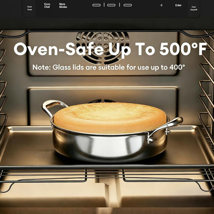 5Qt Hybrid Sauté Pan with Lid, Nonstick Braiser, Chicken Fryer | Non-Toxic Coating Pot, Dishwasher & Oven Safe, Induction Ready, Dual Cool Handle, 3-Ply Stainless Steel Clad for Fast Heat6
