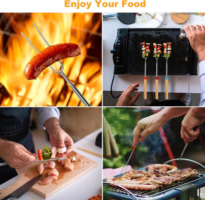10 Pcs Marshmallow Roasting Sticks for Fire Pit Long 32Inch, Smores Sticks Skewers, Smores Kit for Fire Pit, Premium Telescoping Hot Dog Roasting Sticks for Campfire Accessories outside Camping3