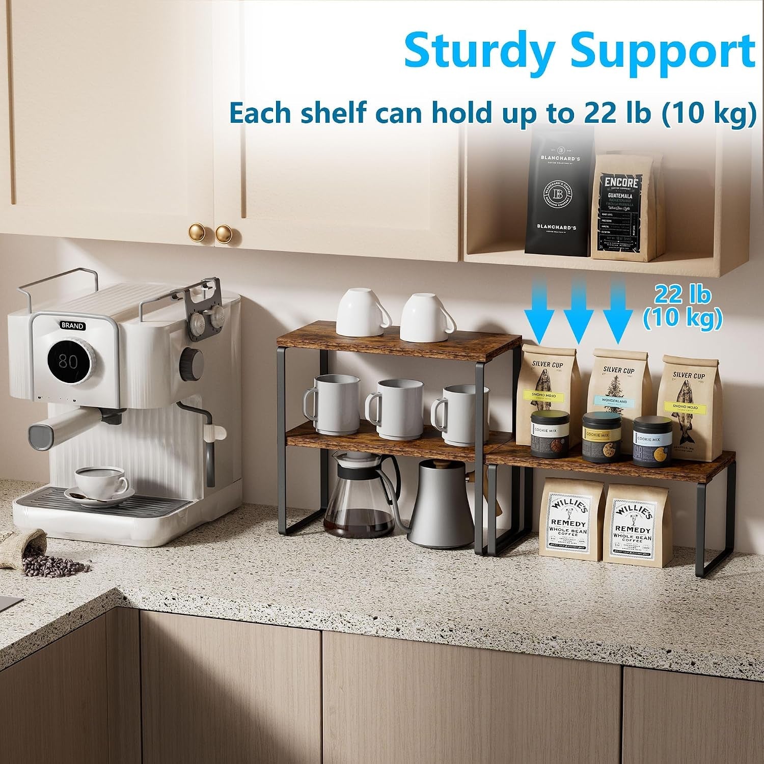 kitchen-counter-organizer-countertop-shelf-adjustable-stackable
