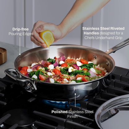 All-Clad D3 Stainless Steel 3 Qt Sauté Pan with Lid, Made in the USA | the Original Bonded Professional Cookware, All- Purpose Sauté Pan, Induction Compatible, Oven Safe up to 600F4