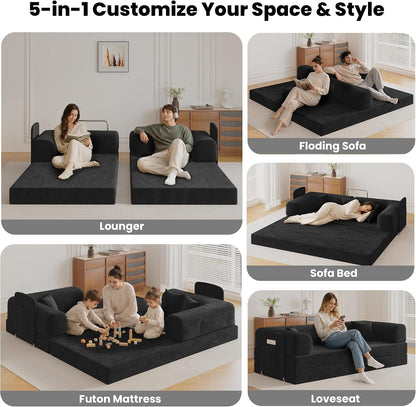 80" Convertible Futon Sofa Bed, Boneless Couch for Living Room3