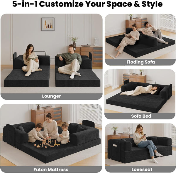 80" Convertible Futon Sofa Bed, Boneless Couch for Living Room3