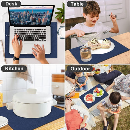 Cloth Placemats Set of 6, Cotton Linen Blend Machine Washable Durable Linen Table Mats, Heat Resistant Placemats Wrinkle Free Place Mats for Dining Table, Easy to Clean (Navy Blue, 6)7