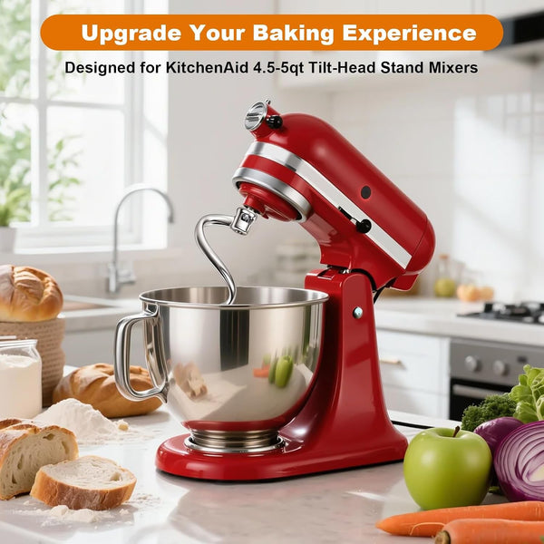 Stainless Steel Spiral Dough Hook for Kitchen Aid 4.5QT / 5QT Tilt-Head Mixers, Dishwasher Safe, Dough Hook Attachment - Efficient Kneading for Bread, Pizza, Pasta, Cookies2