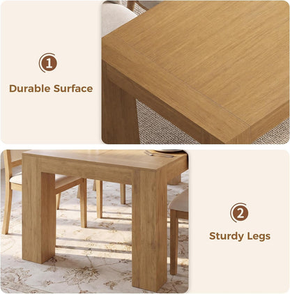 86.75" Long Dining Table for 6-10 People, Farmhouse Wooden Kitchen Table, Large Rectangular Dinner Table for Kitchen Dining Room Living, Brown6