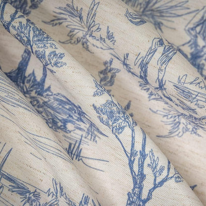 Rustic Tablecloth Classic French Village Printed Linen Fabric Table Cover Farmhouse Decoration 90 Inches round Blue for Kitchen Dining8
