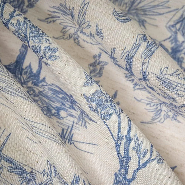 Rustic Tablecloth Classic French Village Printed Linen Fabric Table Cover Farmhouse Decoration 90 Inches round Blue for Kitchen Dining8