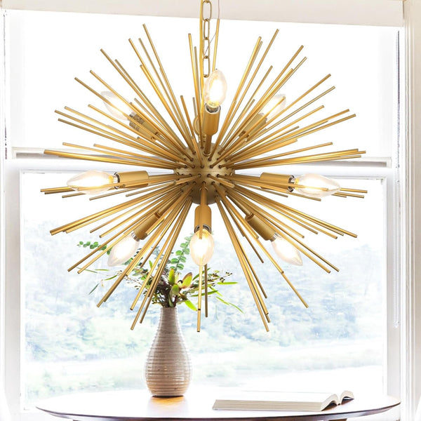 20In 9-Lights Gold Sputnik Chandelier Modern Mid-Century Starburst1