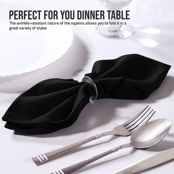 Bulk 144-Pack Hotel Cloth Napkins, 20" X 20", Wrinkle Resistant, Black3