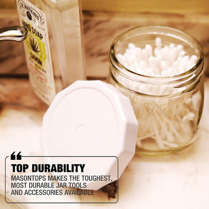 Tough Tops - Ball Wide Mouth Mason Jar Lids Plastic Leakproof - Bpa-Free White Plastic Mason Jar Lids - Reusable Dry Canning Lids Fit Ball Jars (Ball Mason Jars Not Included)6