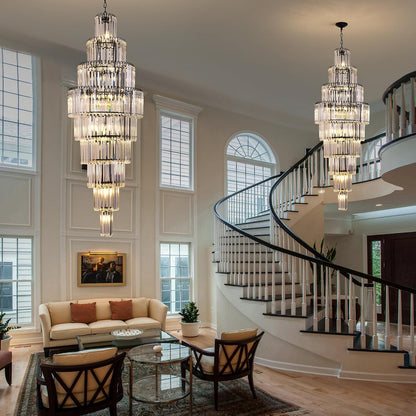 Staircase Chandelier Large for High Ceiling Foyer Black 23.7"Dia 20 Lights6