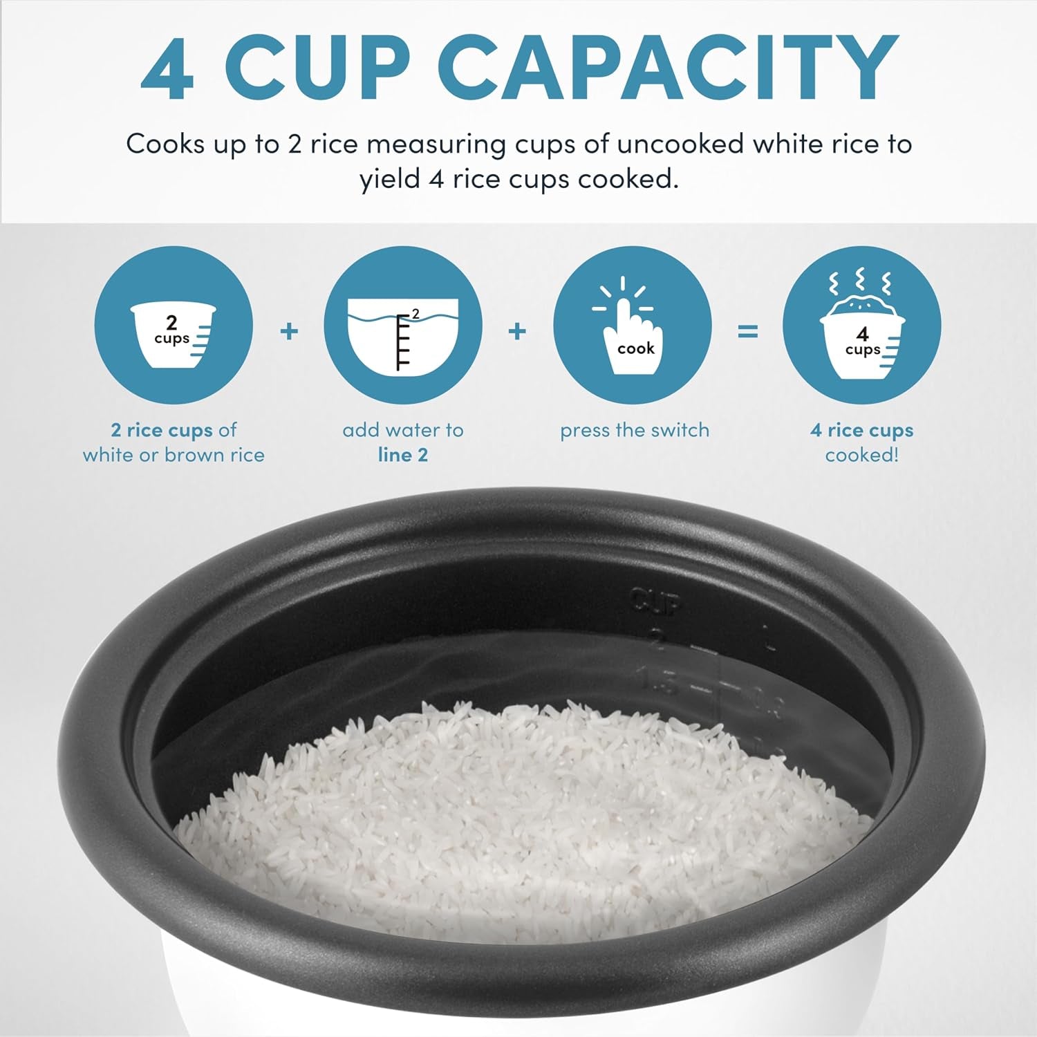 ®-rice-cooker-2-cup-uncooked-4-cup-cooked-steamer-grain-cooker-soup-maker-oatmeal-cooker-auto-keep-warm-1-qt-white-arc-302-1ng