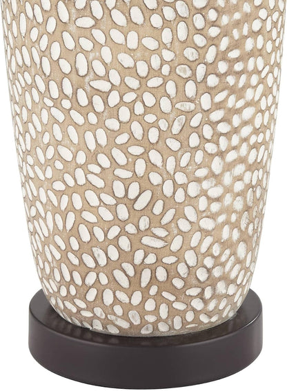 Anna 27 1/4" Tall Table Lamps Set of 2 Coastal Modern | Pebbled Living Room Bedroom Bedside Nightstand House Office Home Reading Kitchen Entryway Console Family White Shade5