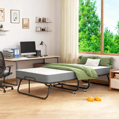 Folding Bed with Mattress, Twin Foldable Bed, Roll Away Beds for Adults, 75" X 31" Roll Away Portable Beds with 5" Mattress, Folded Frame for Small Apartment, Guest Room7
