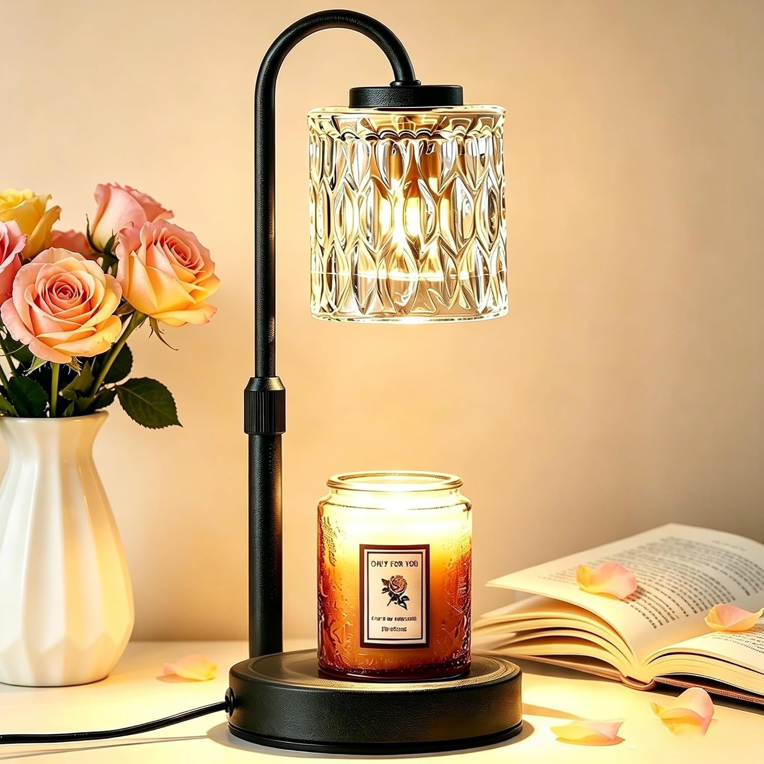 dimmable-candle-warmer-lamp-with-timer-height-adjustable-candle-warmer-for-jar-candles-electric-wax-melt-warmer-for-home-decor-house-warming-gifts-birthday-gifts-for-women-black-clear