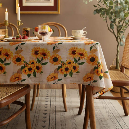 Sunflower Tablecloth,Orange Floral Table Cloth for Rectangle Tables,Waterproof Resistant Flower Table Cover for Kitchen Dining Room (60 X 120 INCH)1