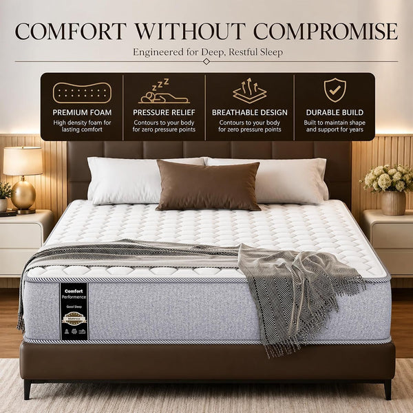 , 7-Inch Medium Firm High Density Foam Mattress, Comfortable Mattress for Cooler Sleep, Supportive & Pressure Relief, Full XL, White4