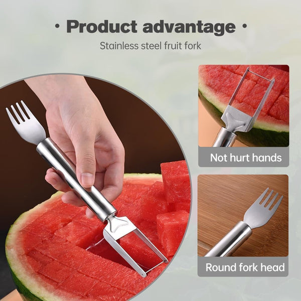 1Pcs Stainless Steel 2-In-1 Watermelon Fork Slicer for Home Kitchen4