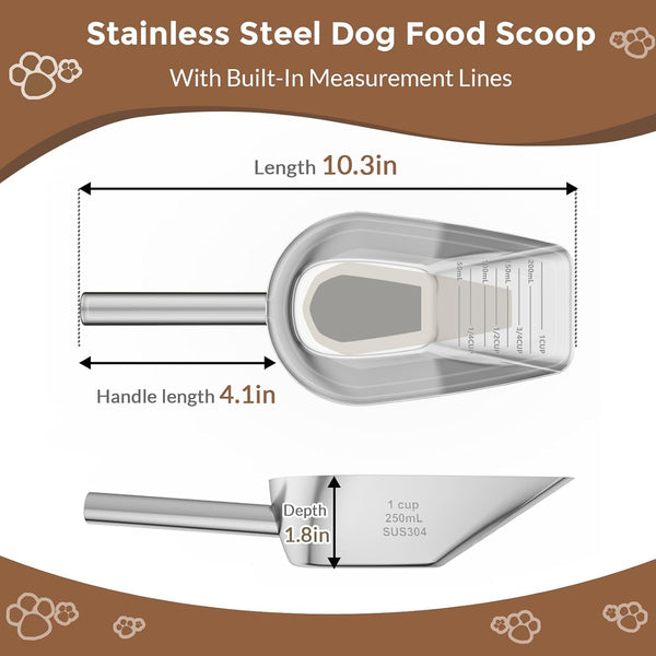 Pet Cat-Dog Food-Scoop Measuring 1-Cup - Food-Grade 304 Stainless Steel Material | 1-Cup Capacity | Precision Scale Measurements2