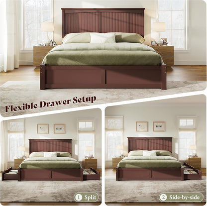 Solid Wood Queen Storage Bed Frame with 50" Headboard, Espresso6