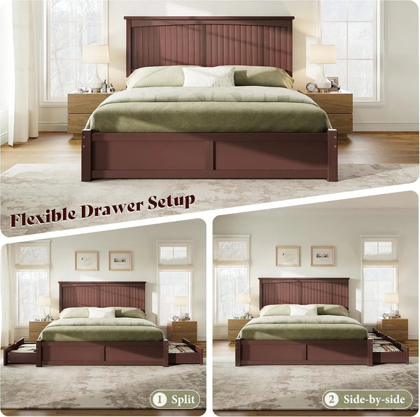 Solid Wood Queen Storage Bed Frame with 50" Headboard, Espresso6