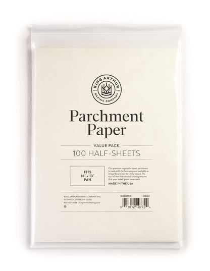 King Arthur Flour Precut Baking Parchment Paper, Heavy Duty, Professional Grade, Nonstick, Reusable, Resealable Pack, 16½" X 12¼", 100 Count1