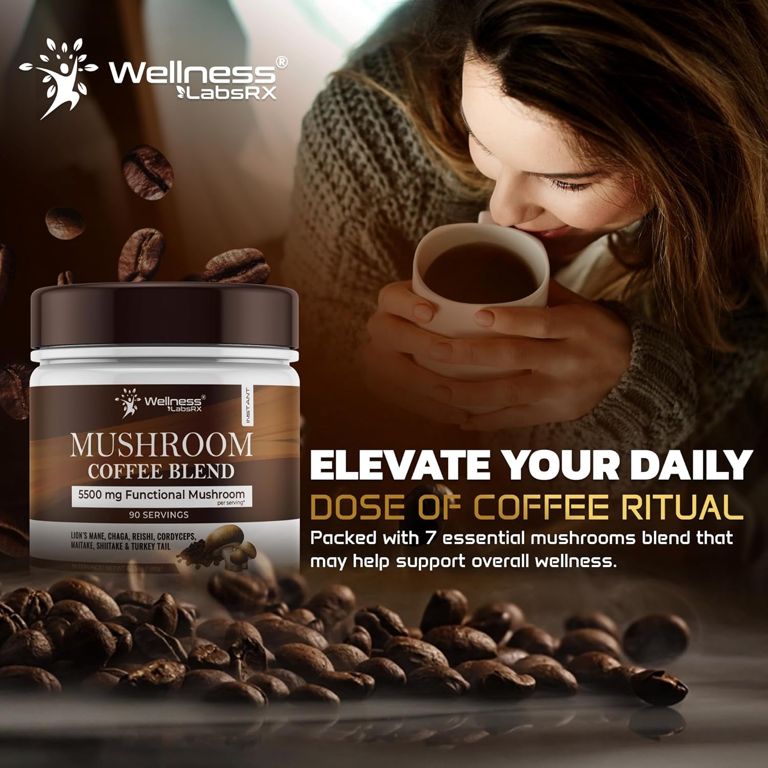 organic-mushroom-coffee-instant-7-superfood-mushroom-blend-90-servings-lions-mane-chaga-reishi-cordyceps-maitake-shiitake-turkey-tail-colombian-roast-keto-coffee-smooth-taste-1-pack
