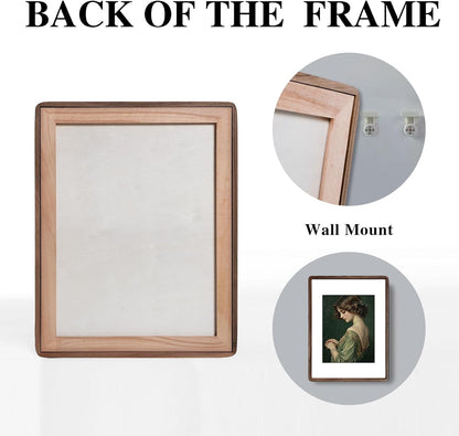 11X14 Picture Frame, Solid Walnut Wood Frame,Matted to 8X10 Photos3